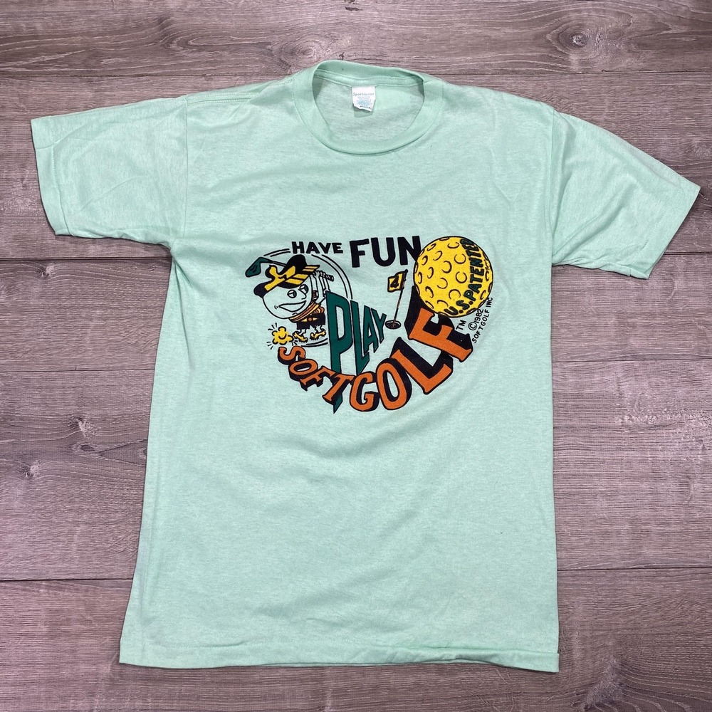 Vintage Sportswear Softgolf Shirt Mens Medium Green Have Fun Play Golf 1982